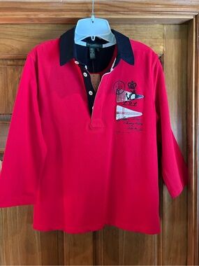 Lauren Jeans Company Red Polo with Navy Contrast Collar